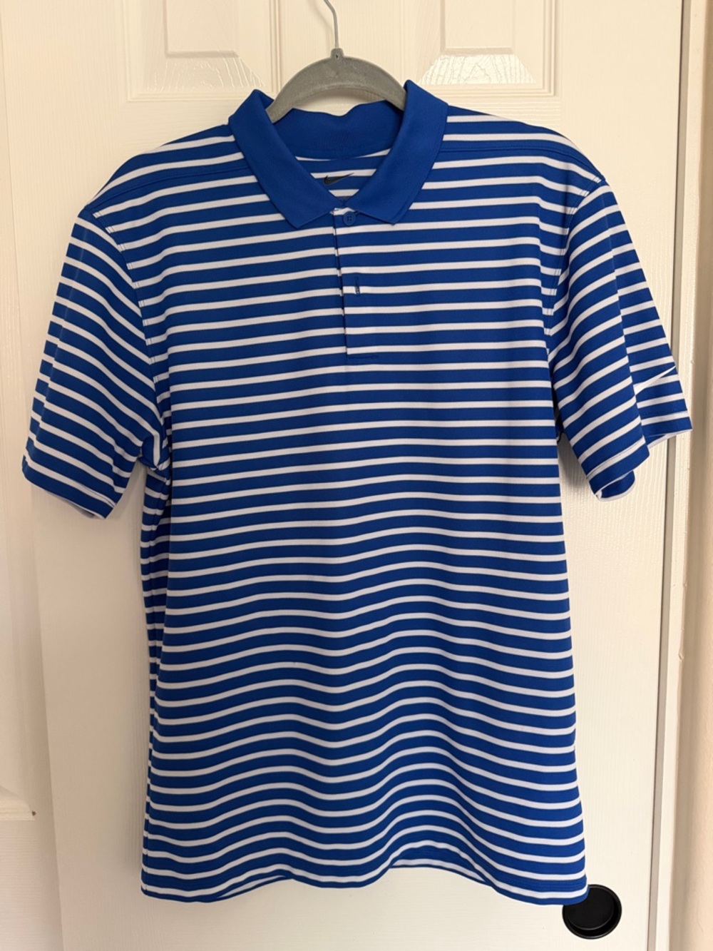 Nike Blue and White Striped Polo